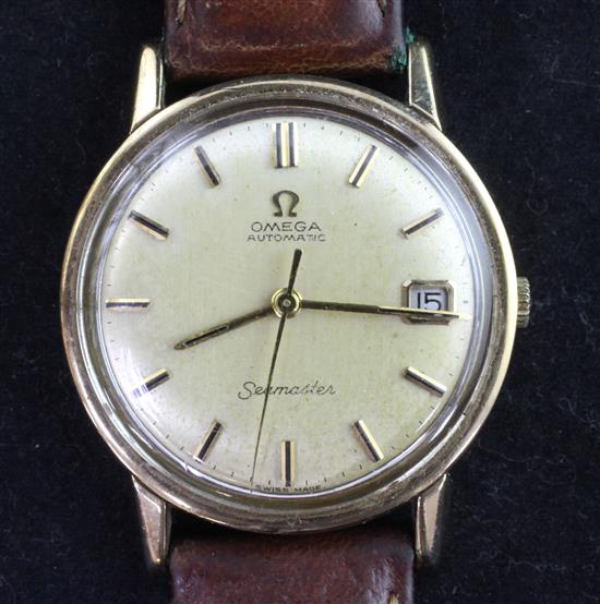 A gentlemans early 1970s 9ct gold Omega Automatic Seamaster wrist watch,